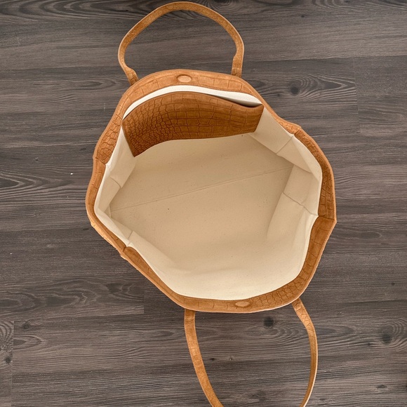 Reformation Sofia Tote Croc-Embossed Suede Brown Tote Bag- Size OS - Picture 6 of 6